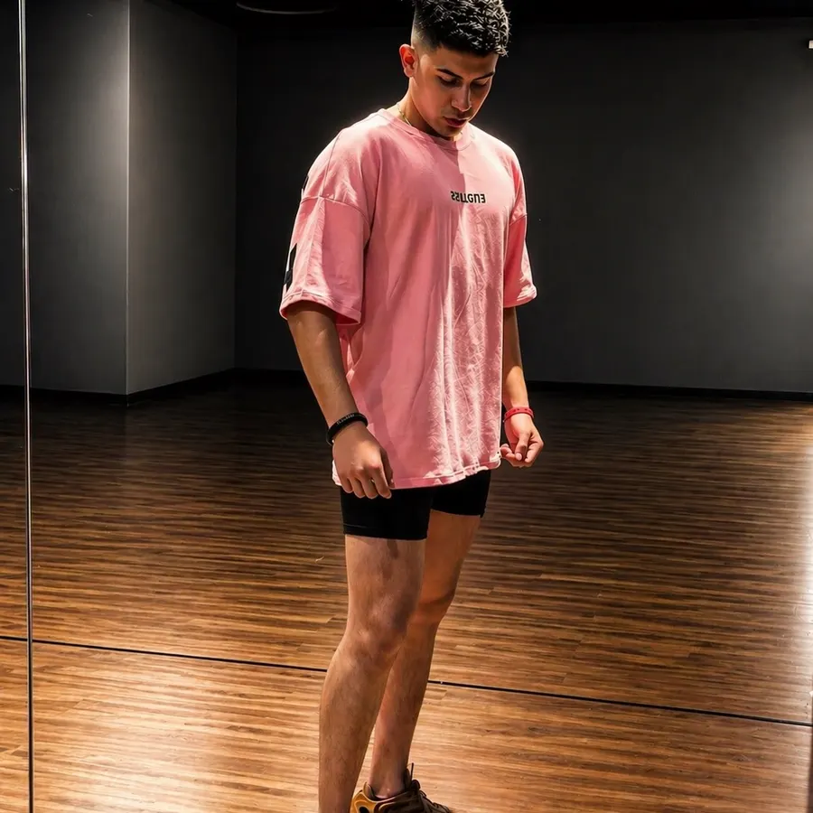 Comunidad ENDLESS: oversize rosa frente al espejo